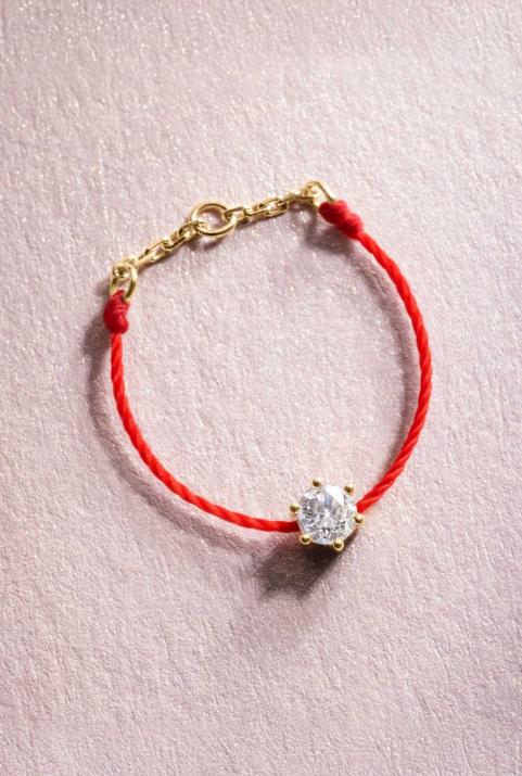 Absolu 0.10克拉圆形钻石黄金绳制戒指 - Redline - 0++