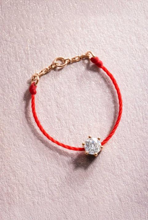 Absolu 0.10克拉圆形钻石玫瑰金绳制戒指 - Redline - 0++