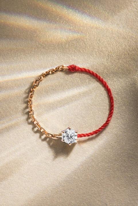 Absolu玫瑰金半绳半链戒指 - Redline - 0++