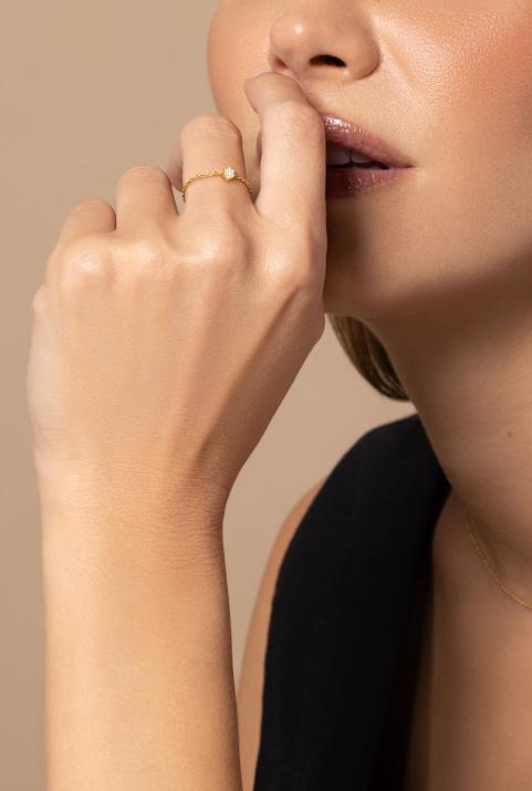  Absolu0.10克拉黄金爪镶戒指链 - Redline - 0++