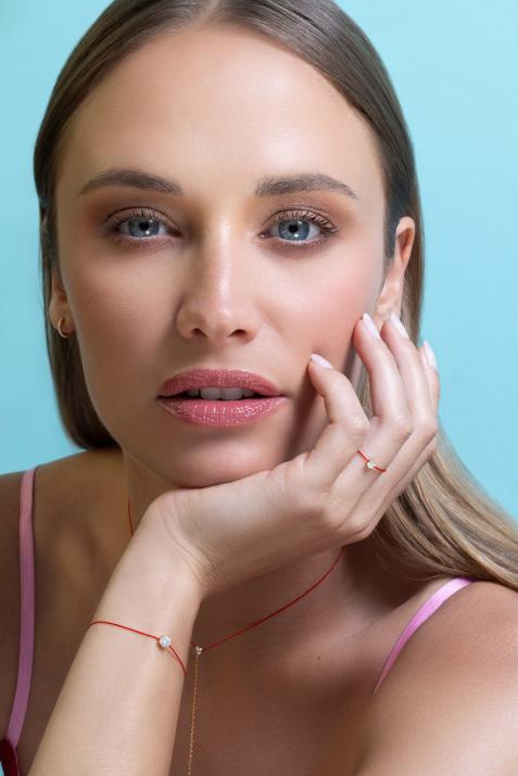 Absolu 0.10克拉圆形钻石玫瑰金绳制戒指 - Redline - 0++