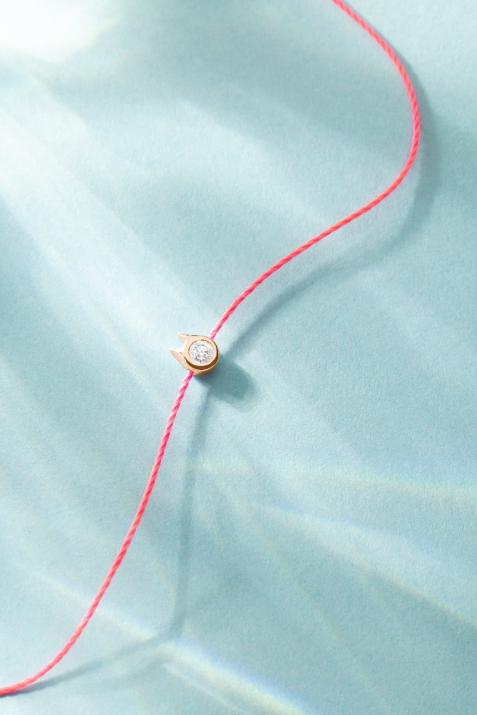 Mini Pure Cat钻石玫瑰金猫咪细绳手链 - Redline - 0++