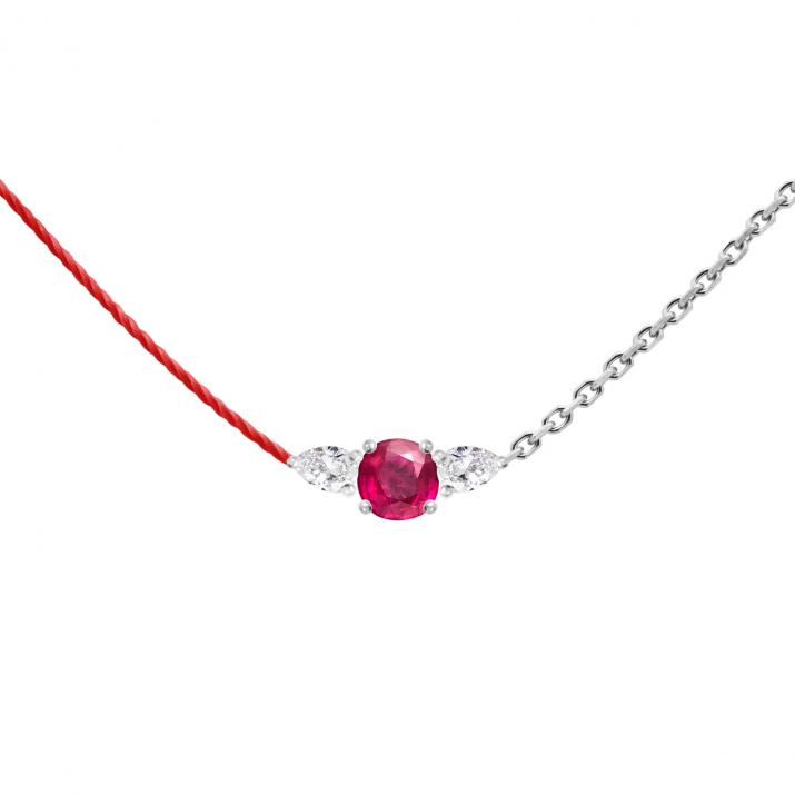 So Abby Rubis 半线半链项链 白金 - Redline