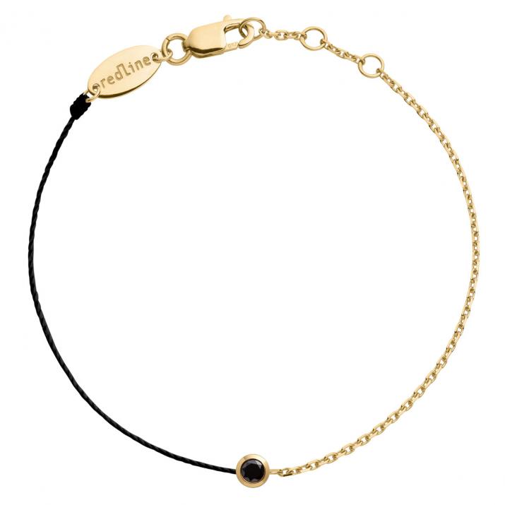 Kcolor 0.10克拉圆形黑钻黄金半绳半链男士手链 - Redline