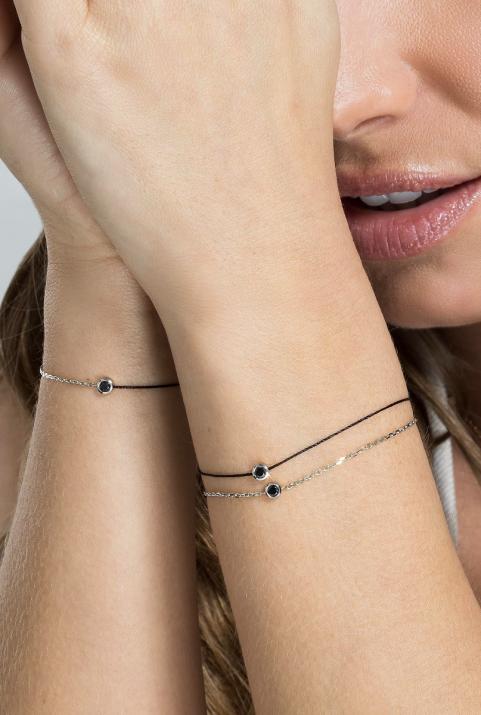 Kcolor 0.10克拉圆形黑钻黑金链制女士手链 - Redline - 0++