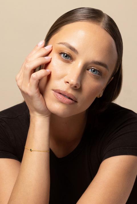 Kcolor 0.10克拉圆形黑钻黄金链制女士手链 - Redline - 0++