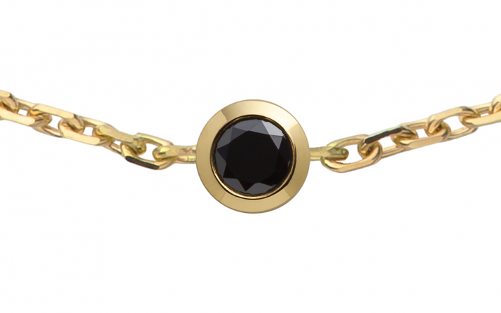 Kcolor 0.10克拉圆形黑钻黄金链制男士手链 - Redline - 0++