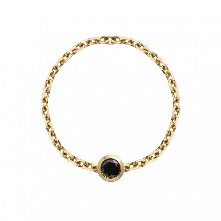 Kcolor 0.10克拉圆形黑钻黄金链制戒指 - Redline - 0++