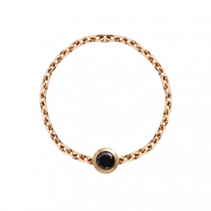 Kcolor 0.10克拉圆形黑钻玫瑰金链制戒指 - Redline - 0++