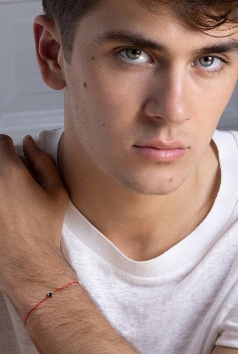 Kcolor 0.10克拉圆形黑钻黑金绳制男士手链 - Redline - 0++