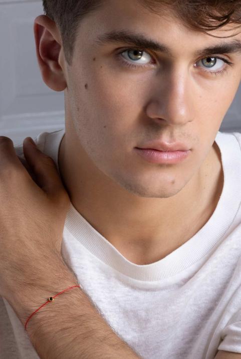 Kcolor 0.10克拉圆形黑钻玫瑰金绳制男士手链 - Redline - 0++