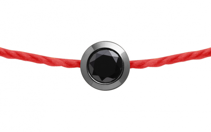 Kcolor 0.10克拉圆形黑钻黑金绳制男士手链 - Redline - 0++