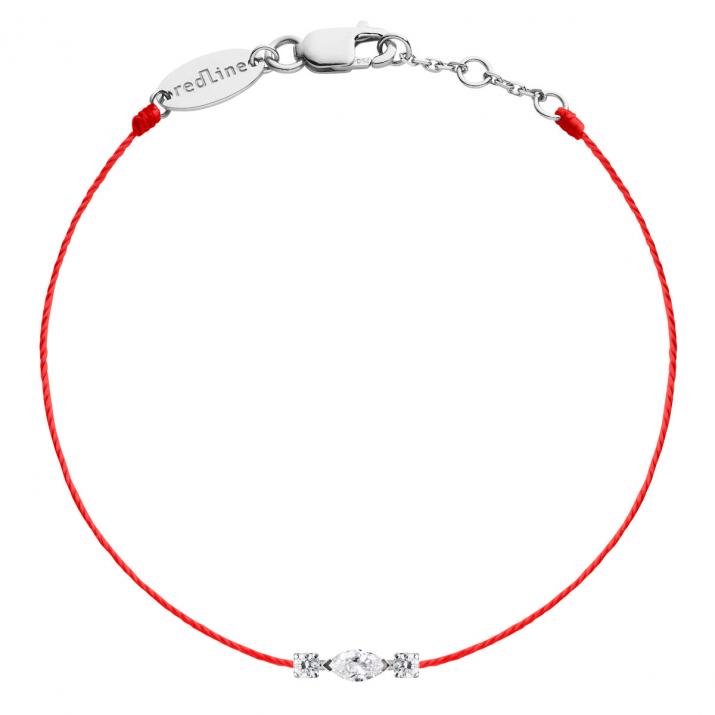 18K白金细绳手链 马眼钻与圆钻0.12克拉 - Redline - 0++