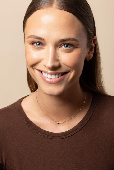 Pure 0.10克拉圆形钻石黄金半绳半链项链 - Redline - 0++