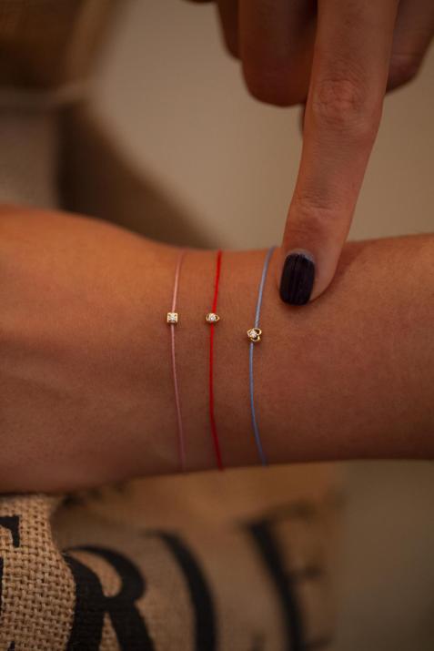 Amy黄金方形钻石细绳手链 - Redline - 0++