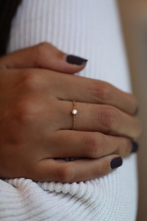 Absolu0.10克拉黄金爪镶戒指链 - Redline - 0++