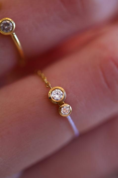 Infinite 0.15克拉圆形钻石黄金链制戒指 - Redline - 0++