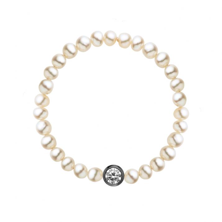 Diamond & Pearl Bb Pure 0.05克拉圆形钻石黑金绳制戒指 - Redline - 0++