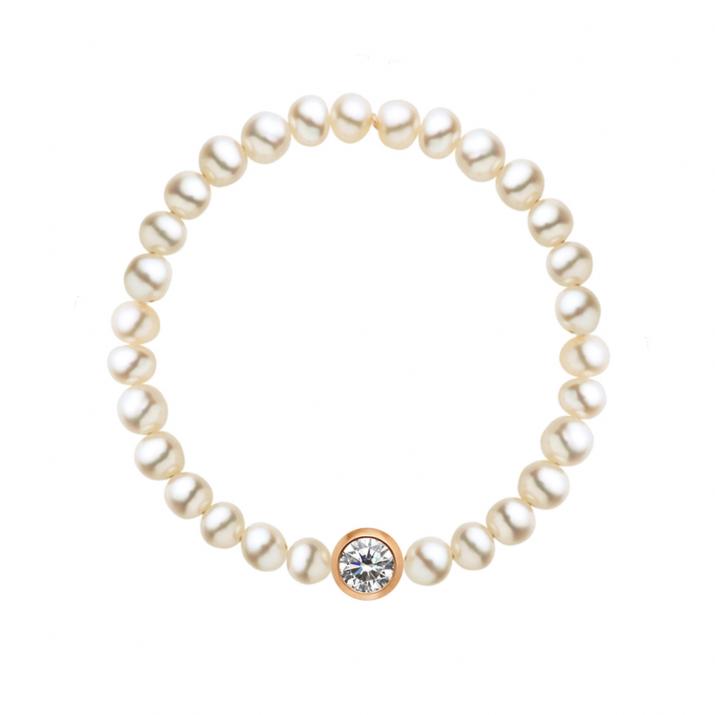 Diamond & Pearl Bb Pure 0.05克拉圆形钻石玫瑰金绳制戒指 - Redline - 0++