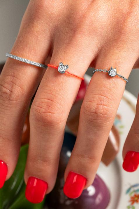 Mini pure Cat白金链制戒指  - Redline - 0++