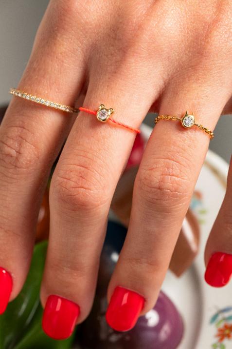 Mini pure Cat黄金链制戒指  - Redline - 0++