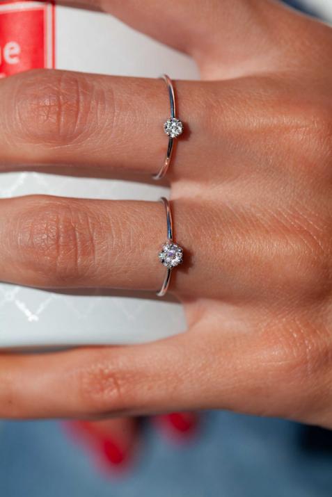 Séduisante 0.20克拉圆形钻石白金戒指 - Redline - 0++