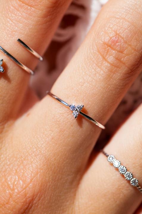 Glitter 0.42克拉圆形钻石白金戒指 - Redline - 0++