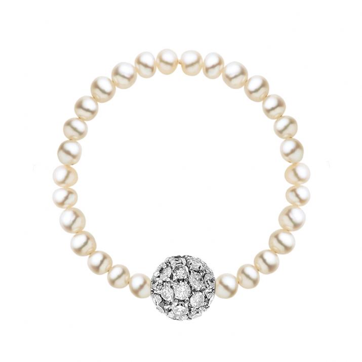 Diamond & Pearl Pompon 0.19克拉圆形钻石黑金绳制戒指 - Redline - 0++