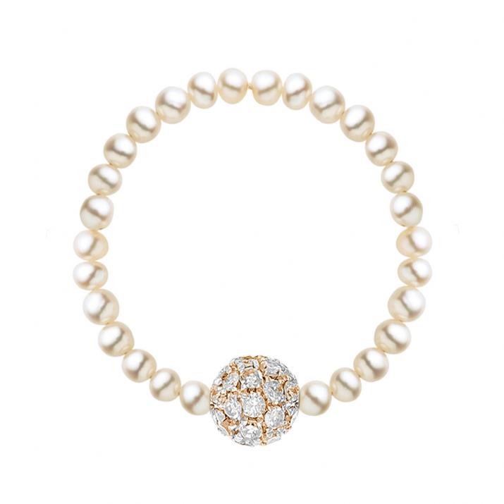 Diamond & Pearl Pompon 0.19克拉圆形钻石玫瑰金绳制戒指 - Redline - 0++