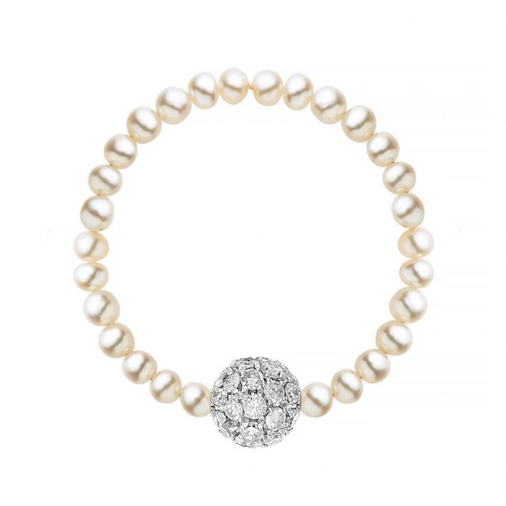 Diamond & Pearl Pompon 0.19克拉圆形钻石白金绳制戒指 - Redline - 0++