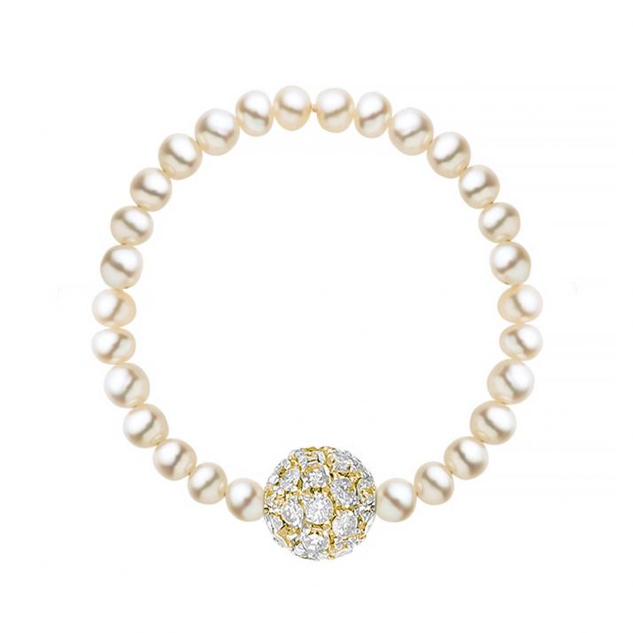 Diamond & Pearl Pompon 0.19克拉圆形钻石黄金绳制戒指 - Redline - 0++