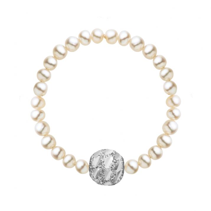 白金珍珠和金属球戒指 - Redline - 0++