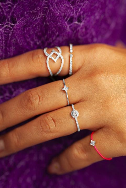 Shiny 0.056克拉圆形钻石白金戒指 - Redline - 0++