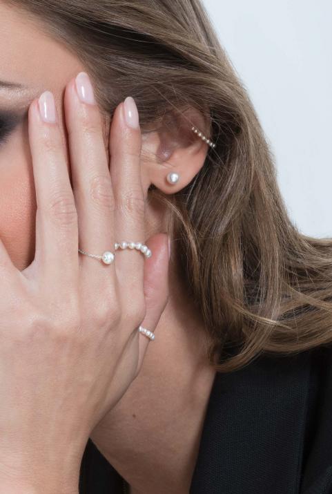 Sensuelle Akoya 圆形珍珠白金戒指 - Redline - 0++