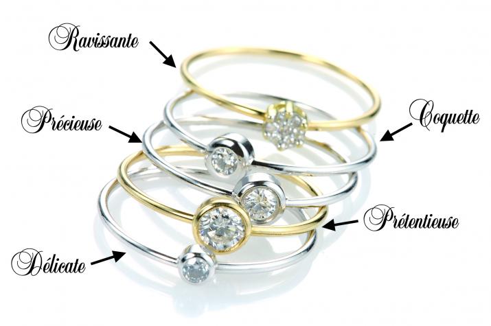 Coquette 0.05克拉圆形钻石黄金戒指 - Redline - 0++