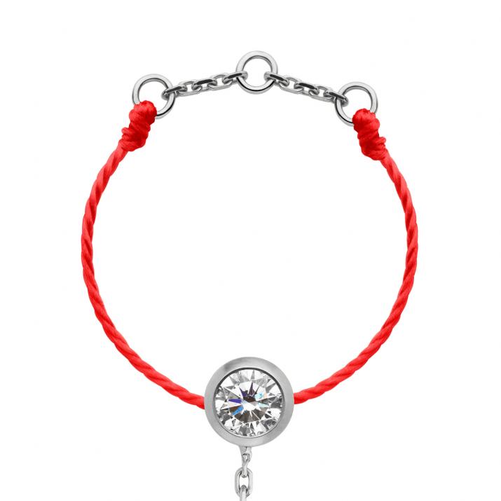 Bohemian Pure 0.10克拉圆形钻石白金绳制戒指 - Redline - 0++