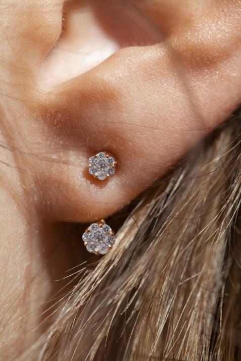 Illusion Insolente Diamant Blanc 0.10克拉圆形钻石玫瑰金耳饰 - Redline - 0++