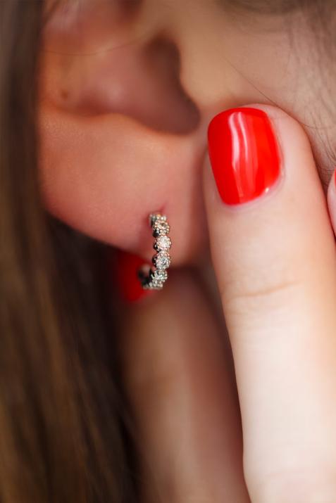 Prince 0.168克拉圆形钻石黄金耳饰 - Redline - 0++