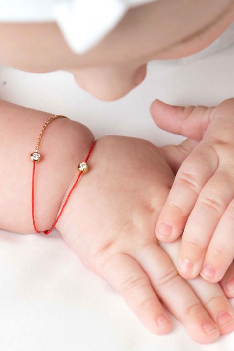 Bébé Pure 0.05克拉圆形钻石黄金半绳半链儿童手链 - Redline - 0++