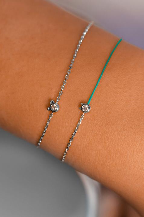 Mini Pure Bear 0.05克拉白金细链手链 - Redline - 0++