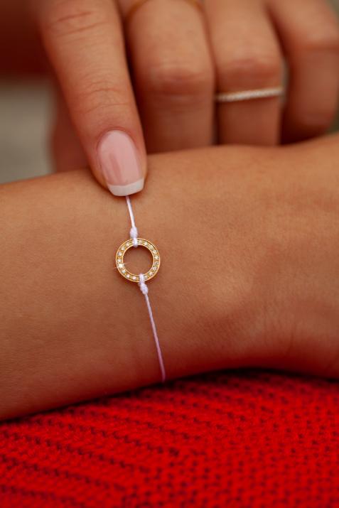 Mini Aurelange 0.10克拉圆形钻石黄金绳制女士手链 - Redline - 0++