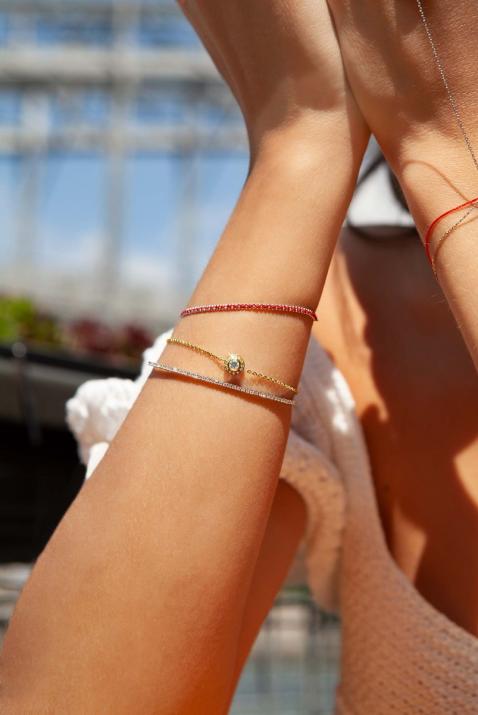 So Vip 0.26克拉圆形钻石黄金链制女士手链 - Redline - 0++