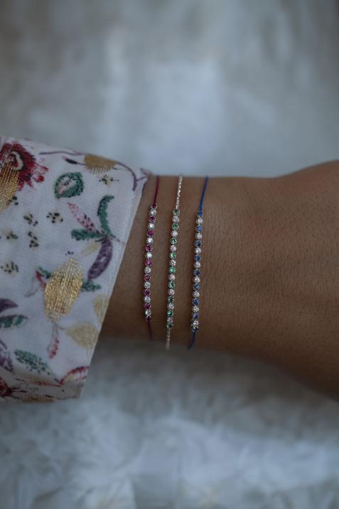 Marilyn Emeraudes 0.12克拉圆形钻石祖母绿白金链制女士手链 - Redline - 0++