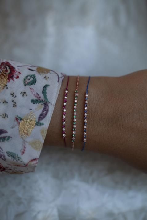 Marilyn Emeraudes 0.12克拉圆形钻石祖母绿玫瑰金链制女士手链 - Redline - 0++