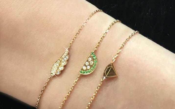 L'Aile 0.10克拉翅膀圆形钻石黄金链制女士手链 - Redline - 0++