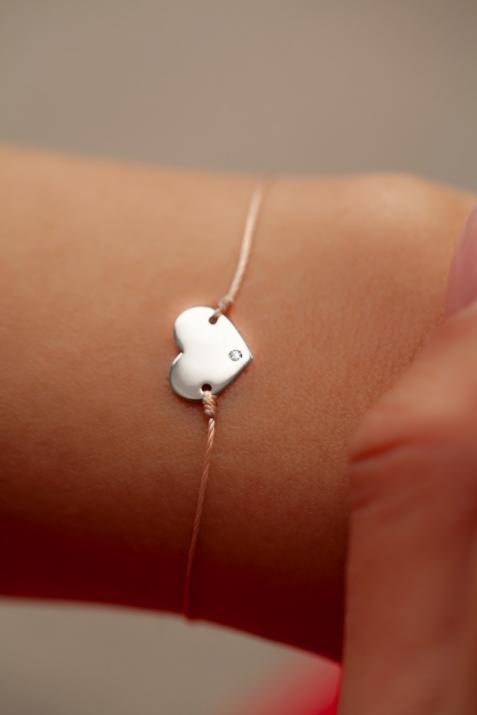 Jaidy 0.01克拉圆形钻石白金绳制女士手链 - Redline - 0++