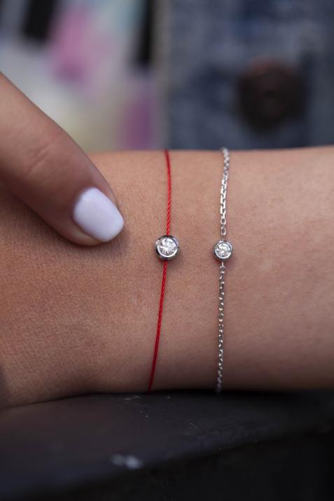 So Pure 0.20克拉圆形钻石白金绳制女士手链 - Redline - 0++