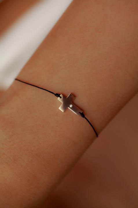 Jean 0.01克拉圆形钻石黄金绳制女士手链 - Redline - 0++