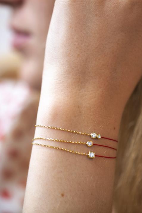 Infinite 0.15克拉圆形钻石黄金半绳半链女士手链 - Redline - 0++