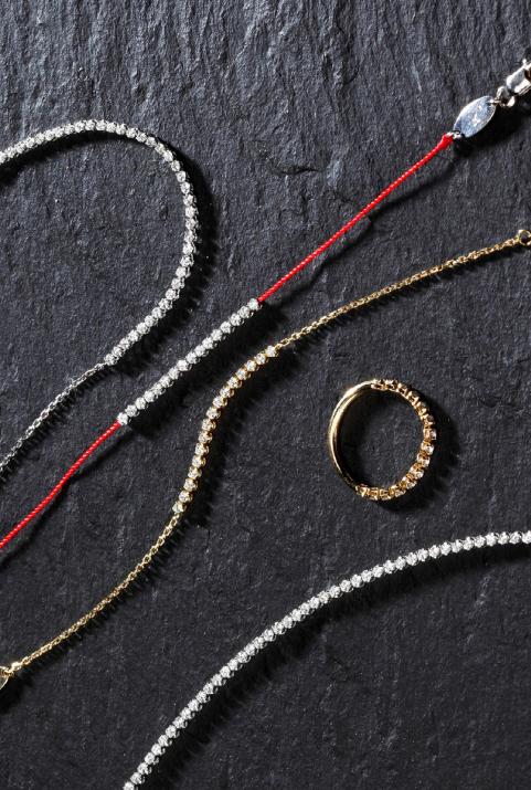 Marilyn 0.29克拉圆形钻石黑金链制女士手链 - Redline - 0++